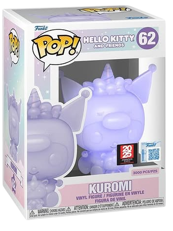 Funko Pop! Sanrio Kuromi translucent purple figure from Hello Kitty and Friends, 2025 Animation Expo shared exclusive.