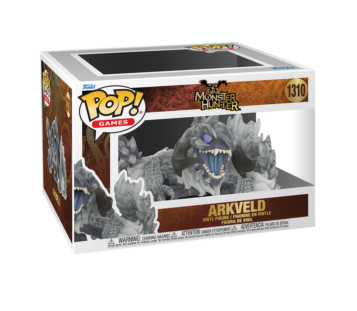 Funko Pop! Games Monster Hunter Wilds Arkveld figure, 6-inch collectible with detailed design and vibrant colors.