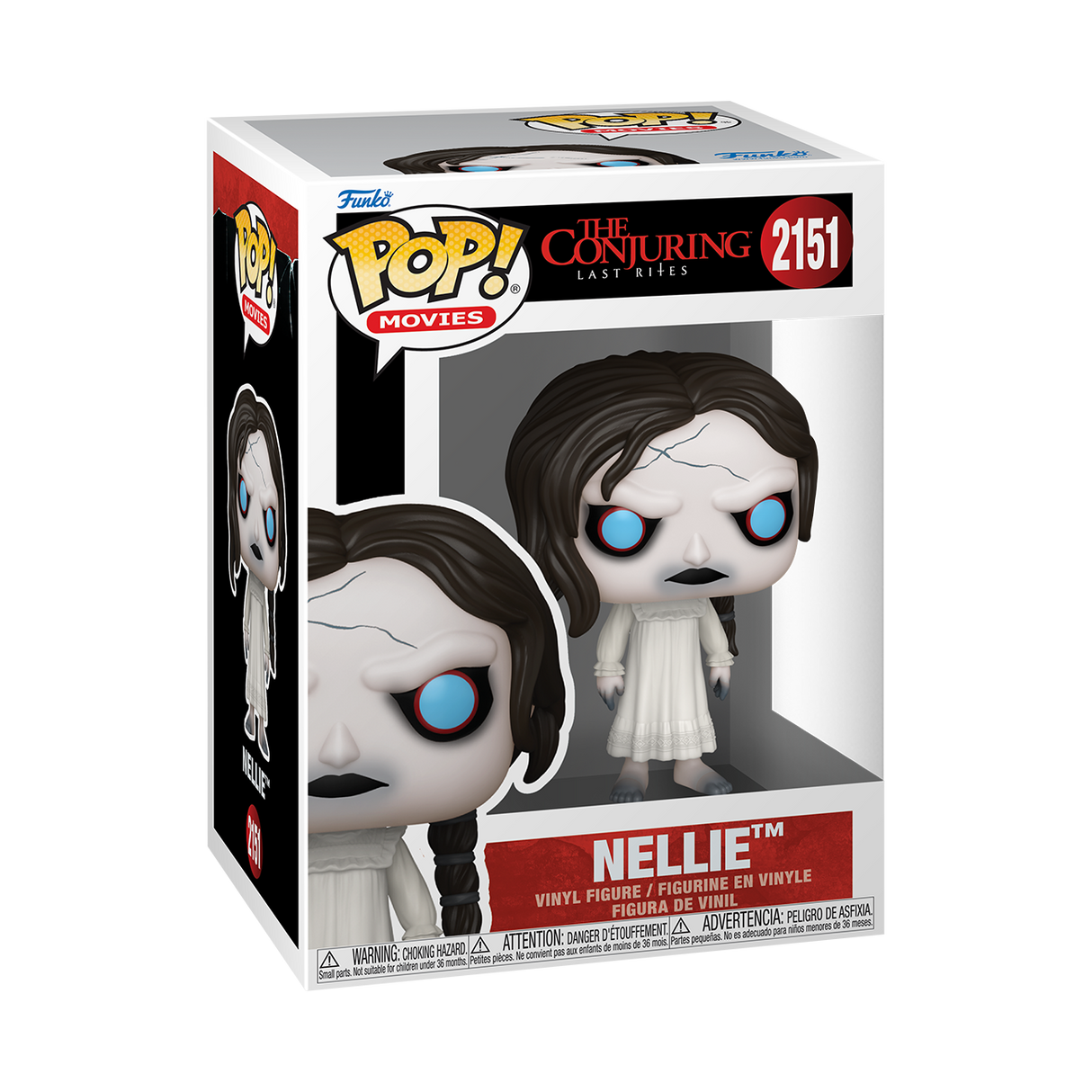 Funko Pop! Movies Nellie figure from The Conjuring series, featuring her in glamorous attire, stylized vinyl collectible.