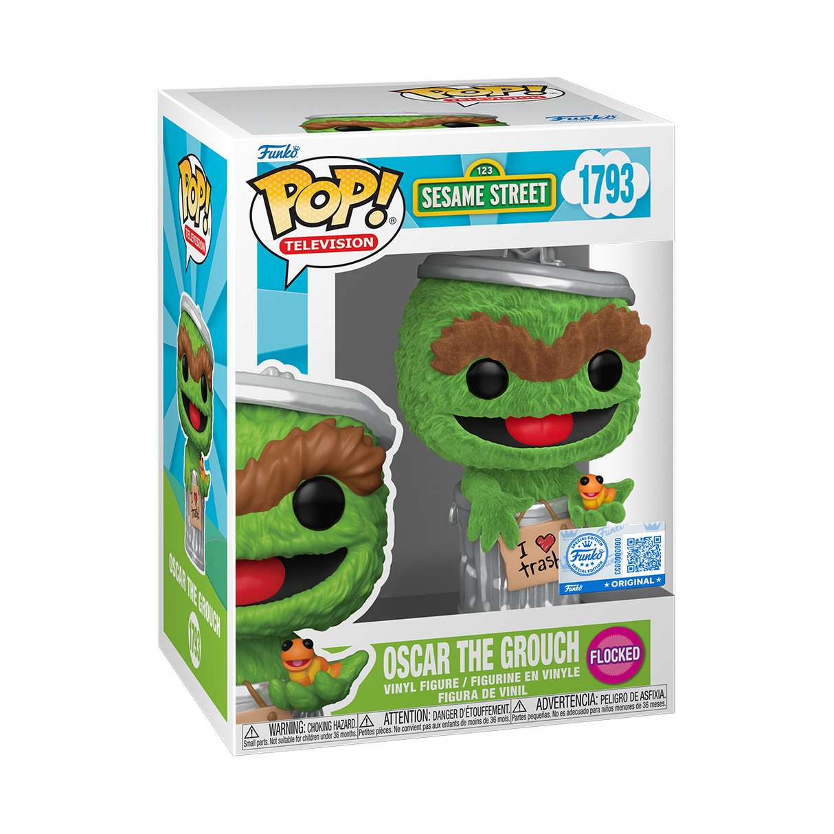 Funko Pop! Television: Sesame Street: Oscar the Grouch (Flocked) (Funko Special Edition)