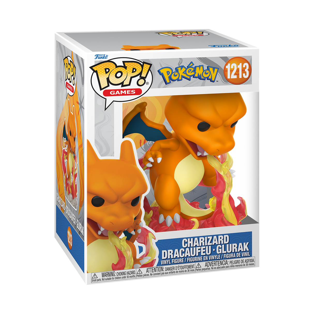 Funko Pop! Premium figure of Charizard from Pokémon, featuring detailed design and vibrant orange colors.