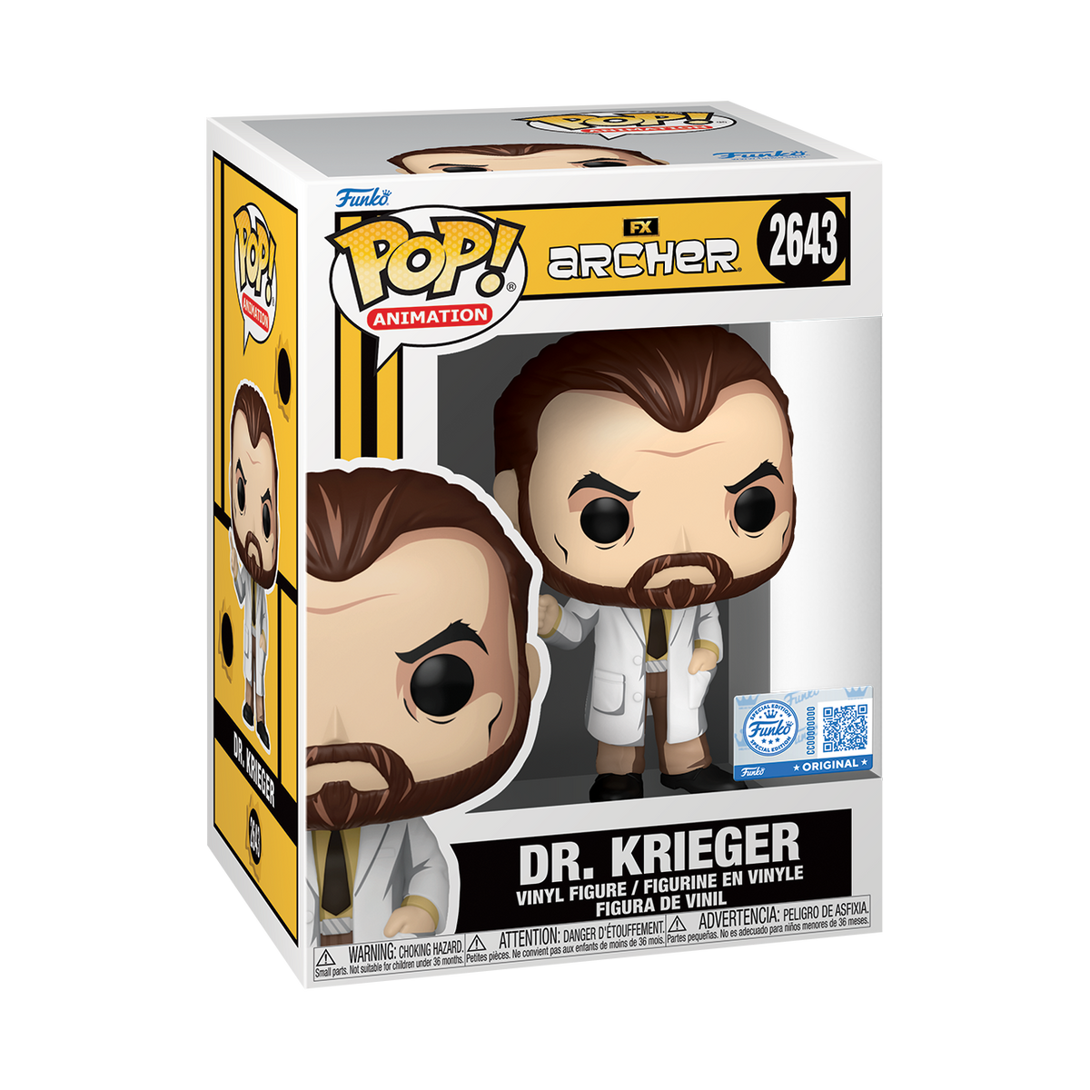Funko Pop! Television Archer Dr. Krieger figure, Funko Shop Exclusive collectible in window box