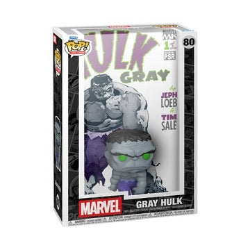 Funko Pop! Marvel Gray Hulk comic cover figure with detailed green and gray Hulk design, collectible toy from Shak's Pop Shop.