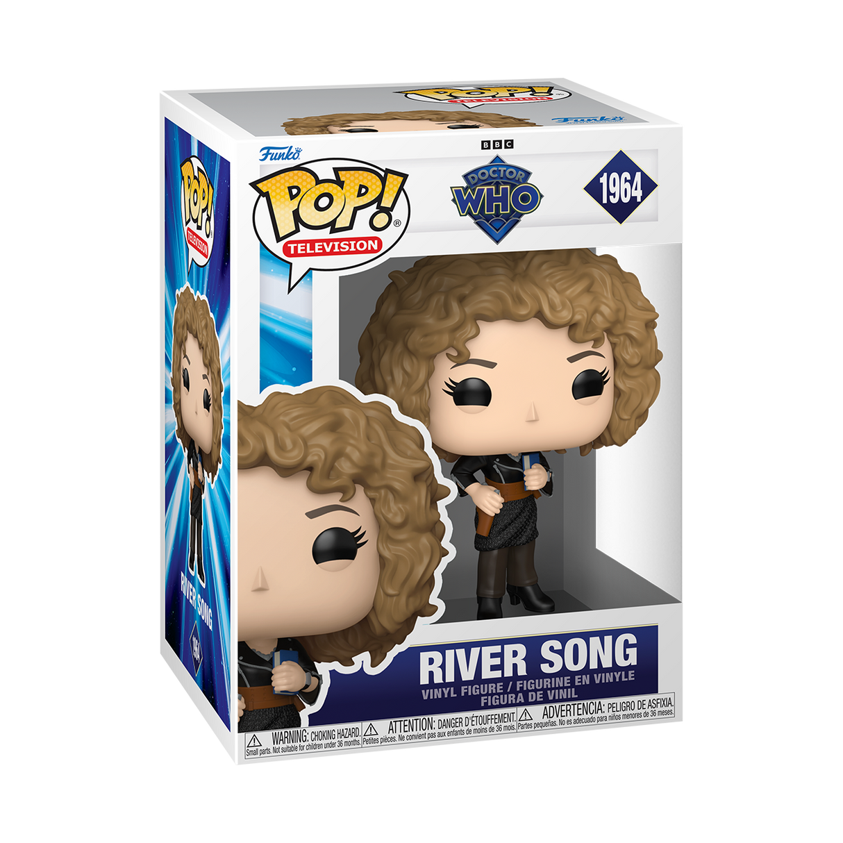 Funko Pop! Television River Song figure from Doctor Who, featuring detailed design and collectible character pose.