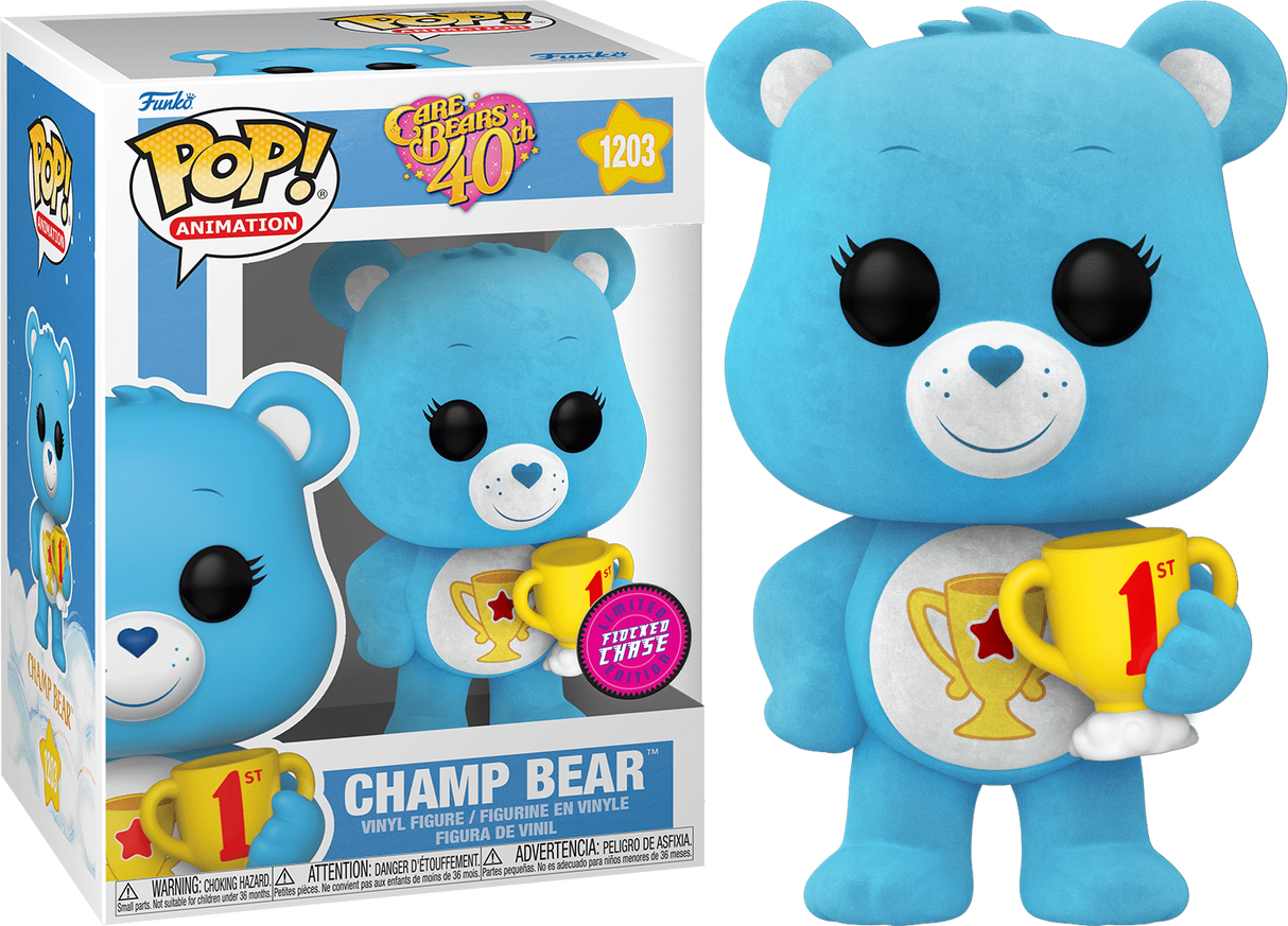 Funko Pop! Animation: Care Bears 40th: Champ Bear (Flocked Chase)