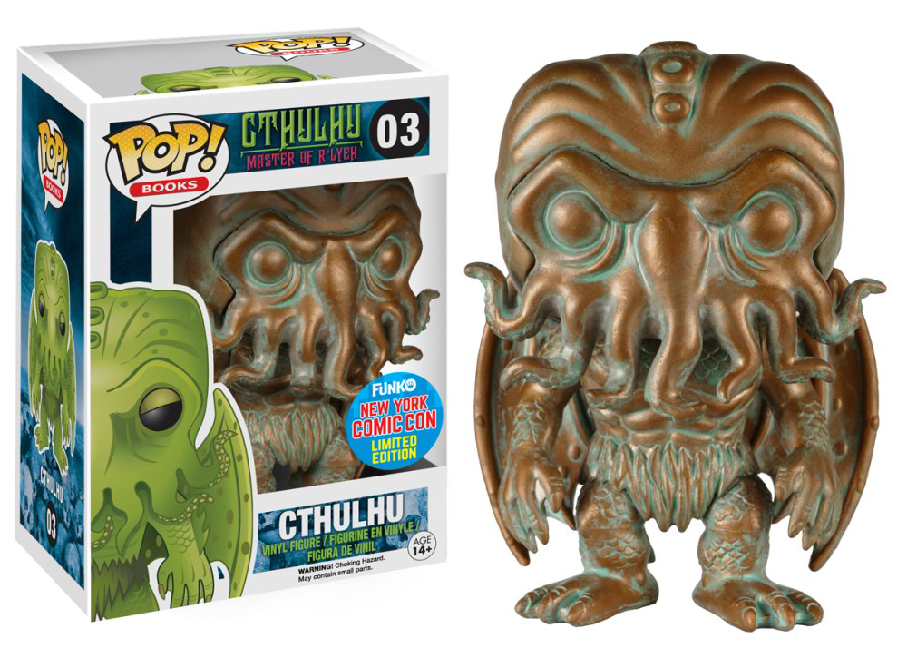 Funko Pop! Cthulhu Book: R'lyeh Master of Cthulhu patina vinyl figure, NYCC 2015 exclusive, detailed collectible toy.