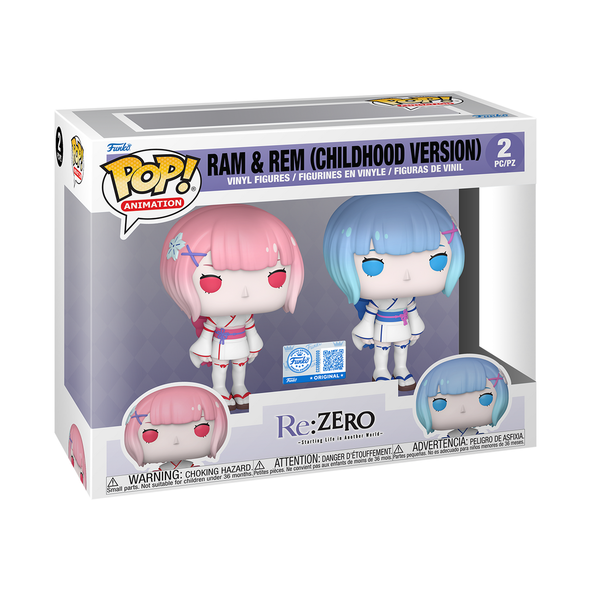Funko Pop! Animation: Re:Zero: Ram and Rem (Childhood Version) (2 Pack) (Funko Shop Exclusive)