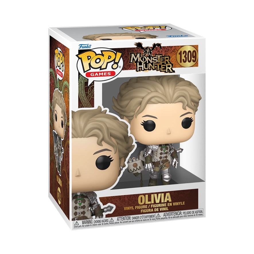 Funko Pop! Games Monster Hunter Wilds Olivia figure with detailed design and colorful costume, collectible vinyl toy.