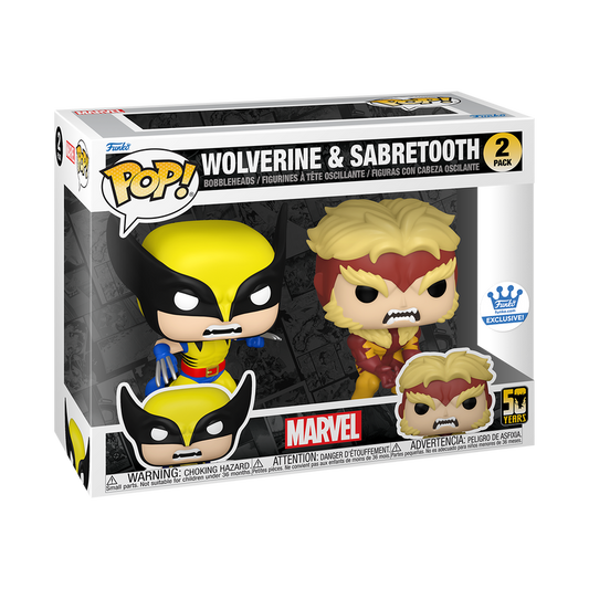 Funko Pop! Marvel: Wolverine 50th Anniversary: Wolverine & Sabretooth (2-Pack) (Funko Shop Exclusive)