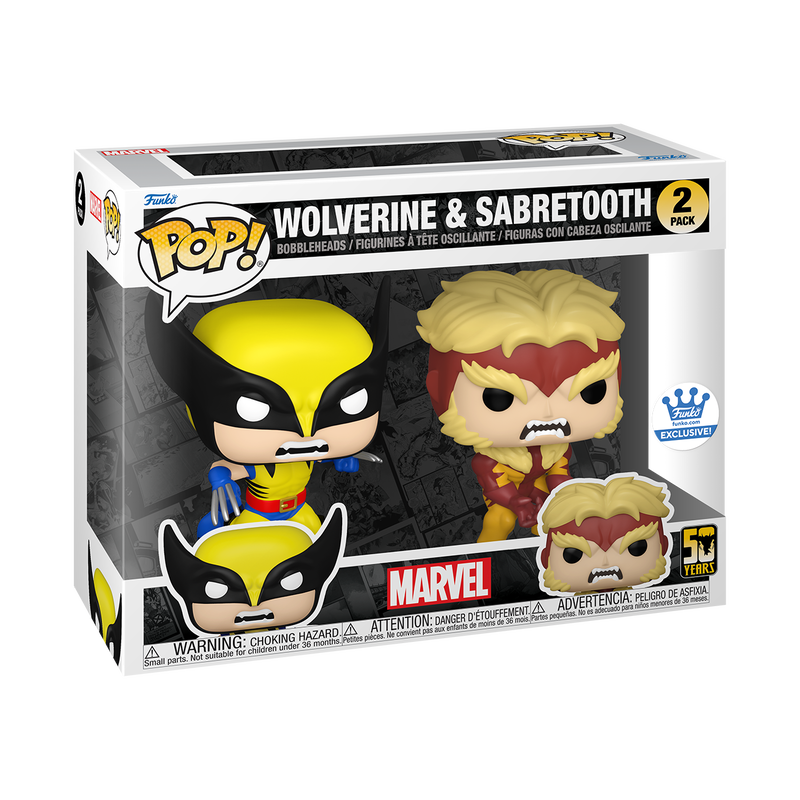 Funko Pop! Marvel: Wolverine 50th Anniversary: Wolverine & Sabretooth (2-Pack) (Funko Shop Exclusive)