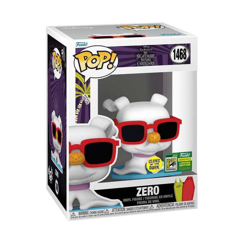 Funko Pop! Disney: Nightmare Before Christmas: Zero With Sunglasses (GITD LE 3,000) (2024 SDCC Convention Sticker) (Box Imperfection)