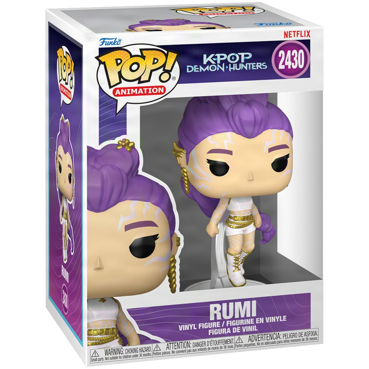 Funko Pop! Animation Rumi figure from KPop Demon Hunters series, detailed vinyl collectible with vibrant character design