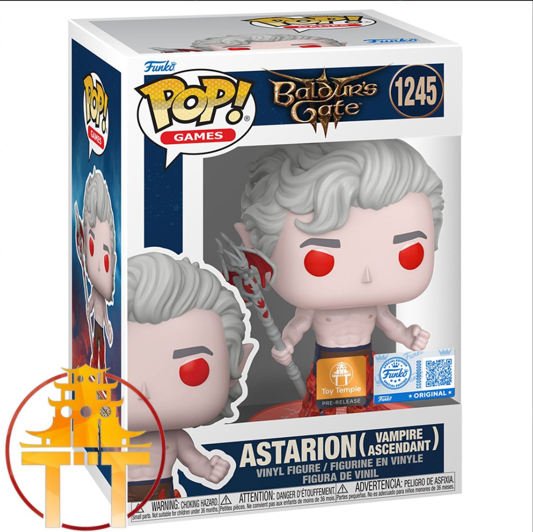 Funko Pop! Games Baldur's Gate 3 Astarion Vampire Ascendant figure, collectible toy with detailed vampire costume and expressive face.