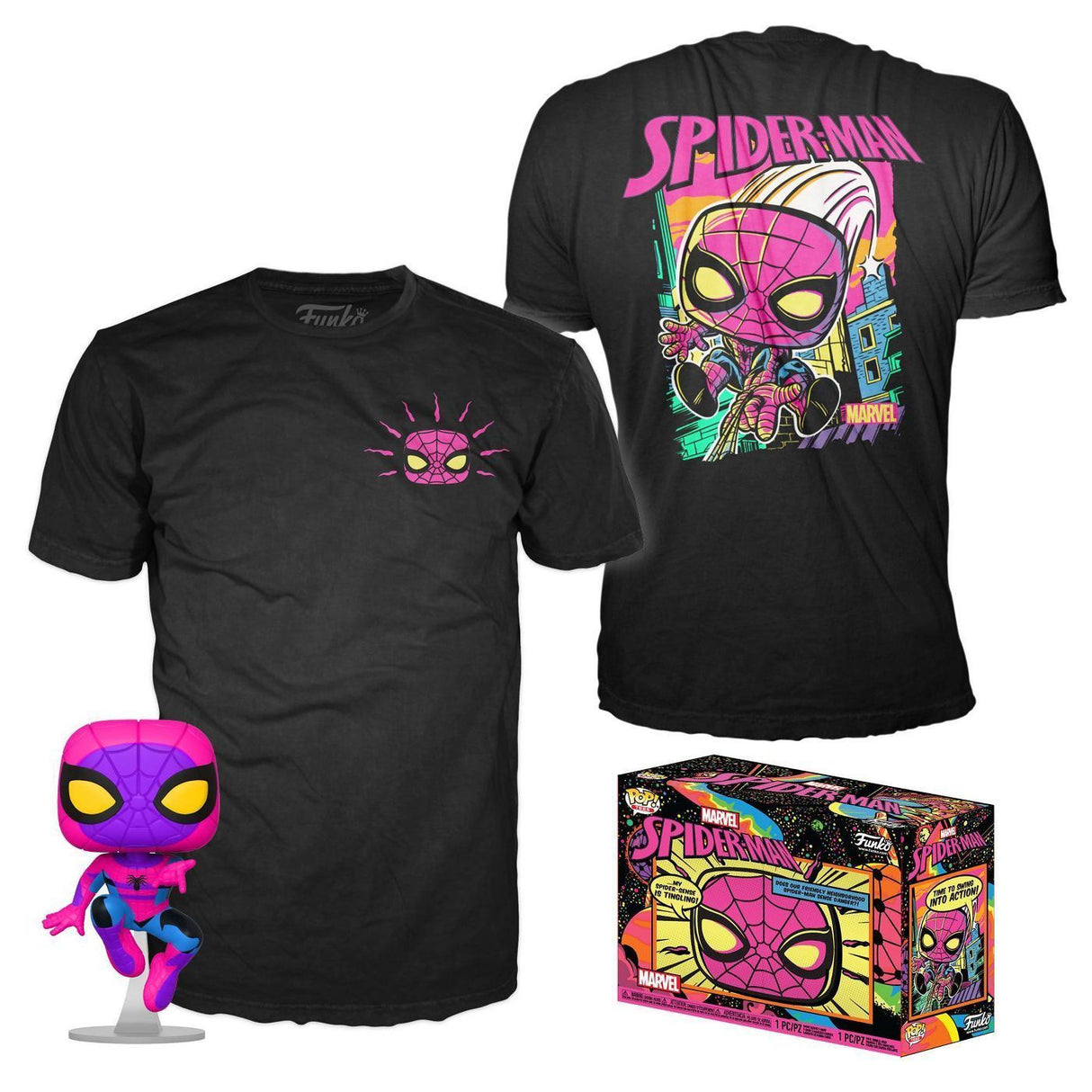 Funko Pop! and Tee: Marvel: Spider-Man (Blacklight) (Size Large) (Target Exclusive)