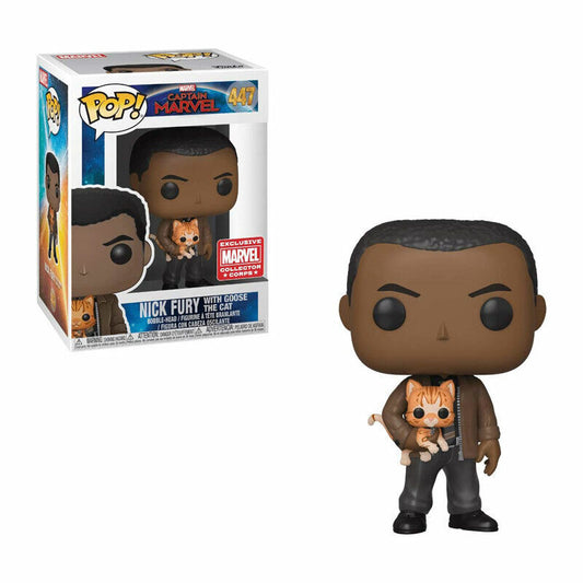 Funko Pop! Marvel: Captain Marvel: Nick Fury With Goose The Cat (Marvel Collector Corps Exclusive)