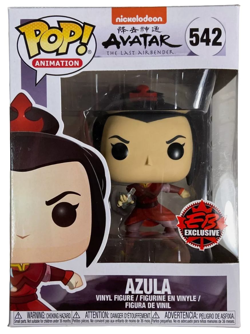 Funko Pop! Animation Azula figure from Avatar the Last Airbender, EB Games Exclusive, collectible toy with detailed design.