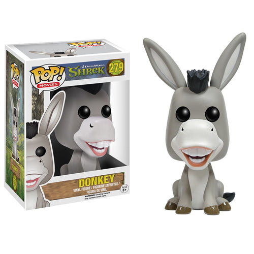 Shrek: Donkey collectible figure from Shak's Pop Shop with box imperfections, detailed plush toy of Donkey from the Shrek movies.