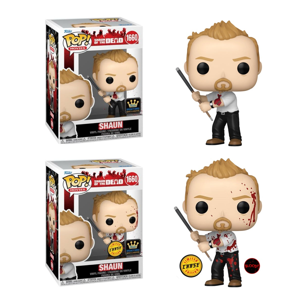 Funko Pop! Shaun of the Dead Shaun figure from the Specialty Series, collectible vinyl toy with detailed zombie-themed design.