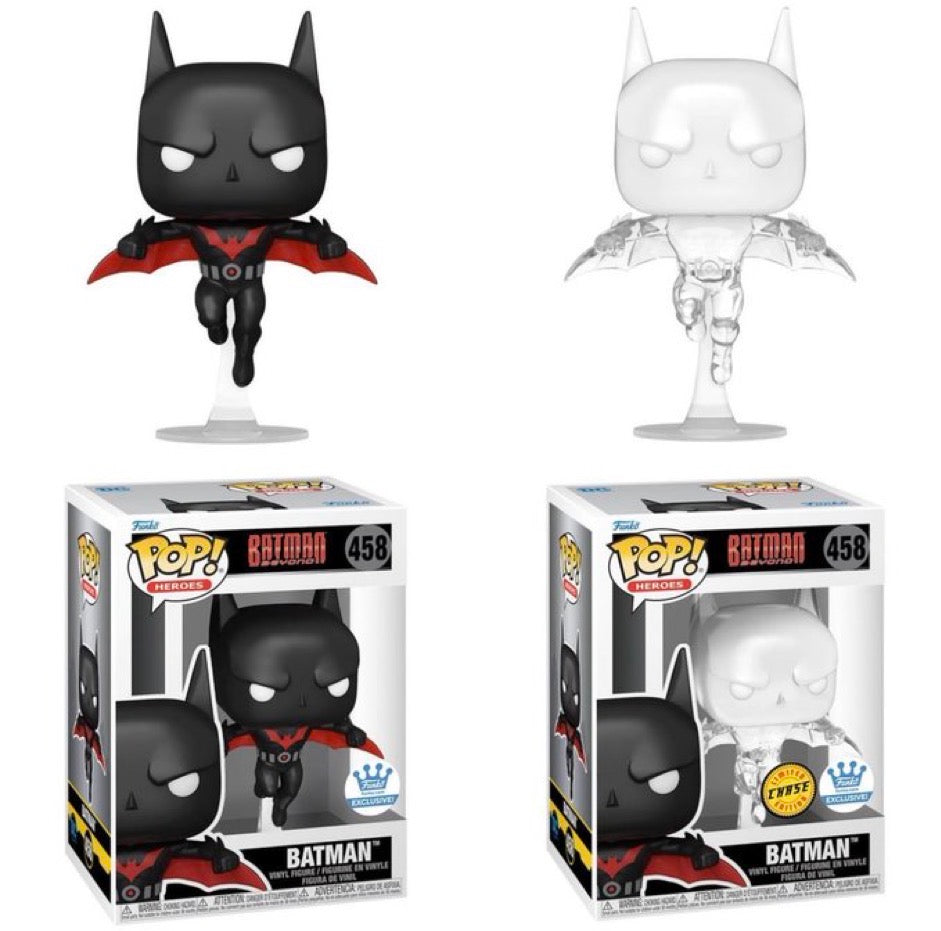 Funko Pop! Heroes Batman Beyond figure, exclusive collectible from Shak's Pop Shop, featuring detailed design and vibrant colors.