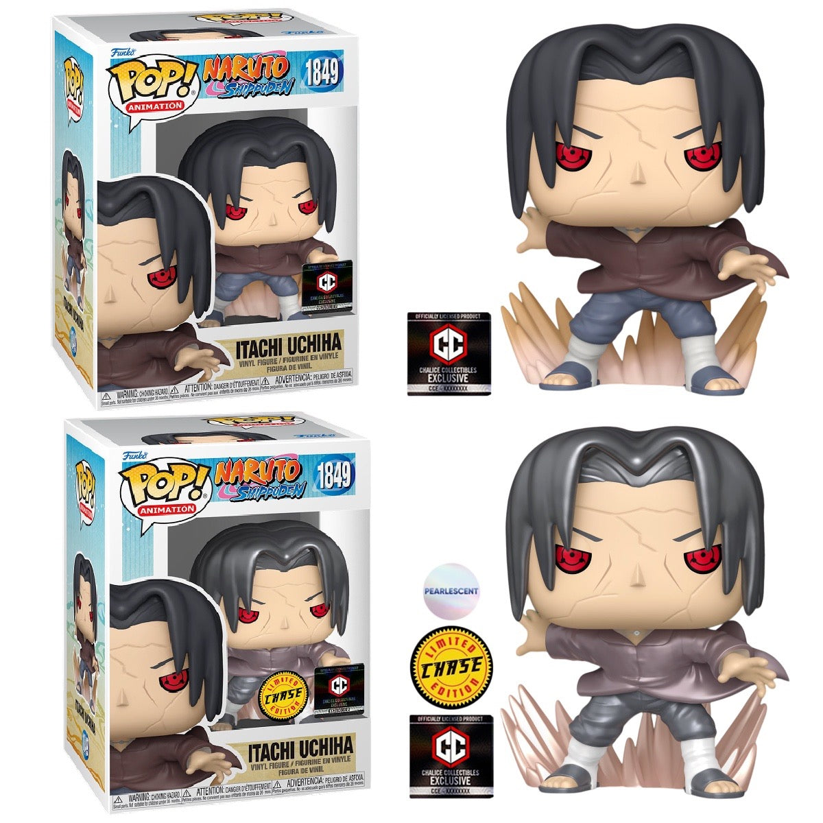 Funko Pop! Animation Naruto Shippuden Itachi Uchiha figure, Chalice Collectables Exclusive, detailed collectible toy.