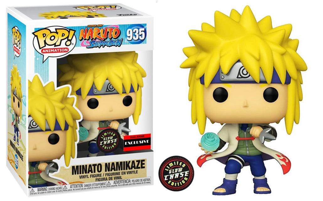 Funko Pop! figure of Naruto's Minato Namikaze with glow chase effect, AAA exclusive, from the Animation series.