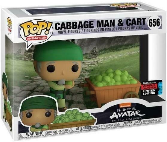 Funko Pop! Animation: Avatar The Last Airbender Cabbage Man with cart figure, Fall Convention Exclusive, collectible toy.