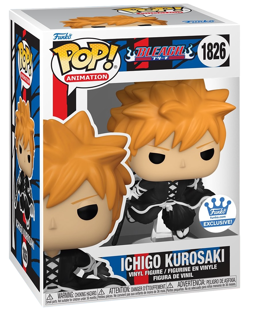 Funko Pop! Animation Bleach Ichigo Kurosaki figure from Shak's Pop Shop, featuring Ichigo in his signature orange outfit with sword.