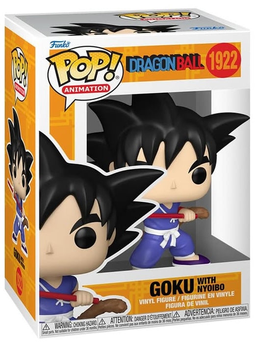 Funko Pop! Animation Goku with Nyoibo figure from Dragon Ball series, depicting Goku in signature pose with Nyoibo staff.