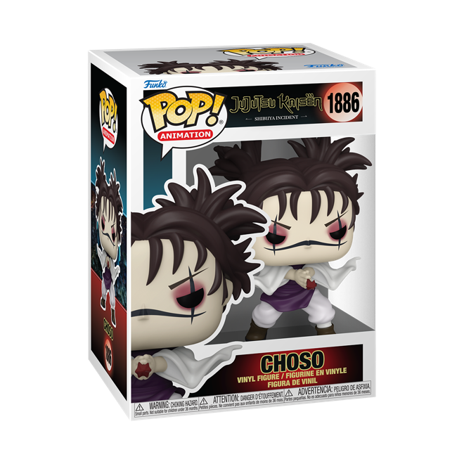 Funko Pop! Animation Choso figure from Jujutsu Kaisen with box, featuring detailed character design and visible box imperfections.