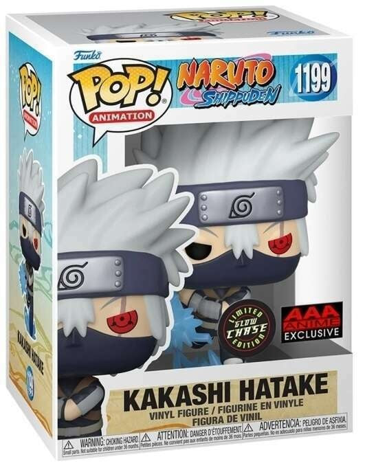 Funko Pop! Animation Naruto Shippuden Kakashi Hatake Chase figure with detailed costume and iconic pose, AAA Anime Exclusive.