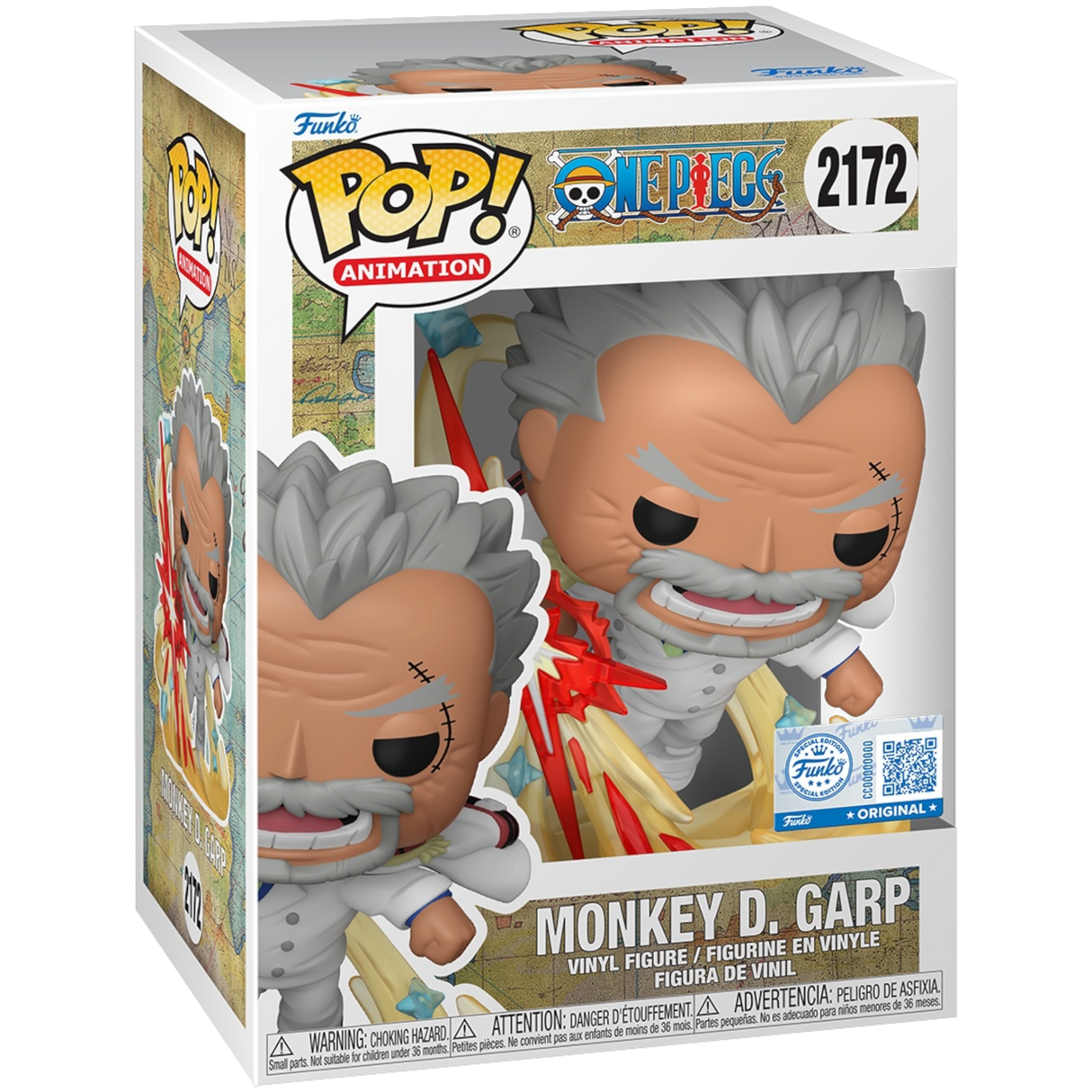 Funko Pop! Animation One Piece Monkey D. Garp figure with box imperfection, collectible toy from Shak's Pop Shop.