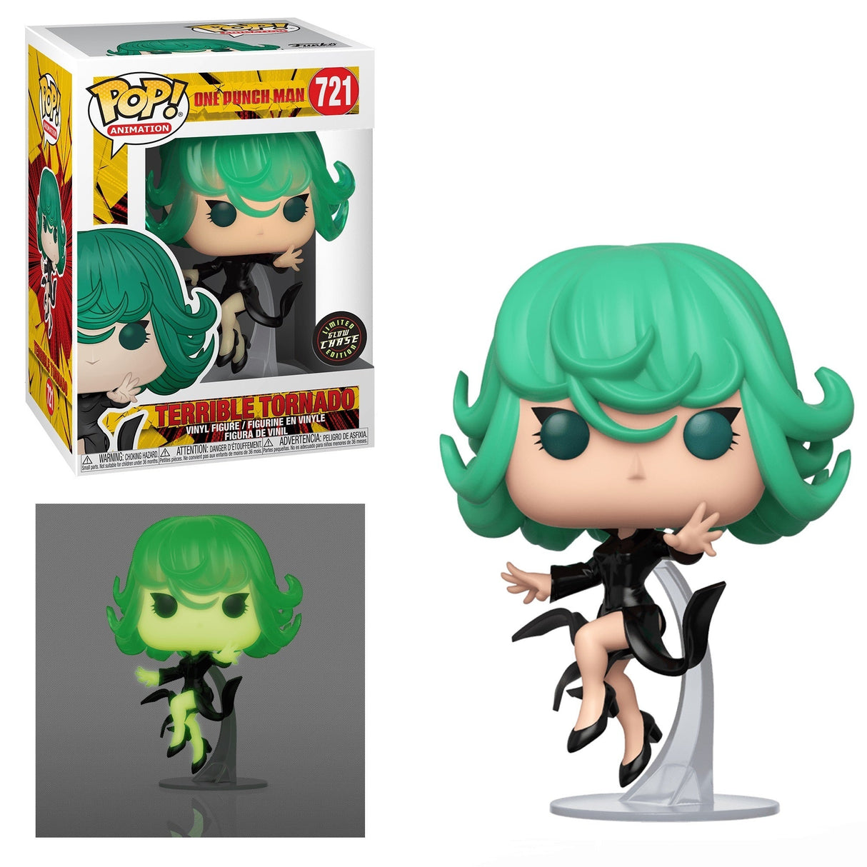 Funko Pop! Animation One Punch Man Terrible Tornado Glow Chase figure with box imperfection, collectible toy from Shak's Pop Shop