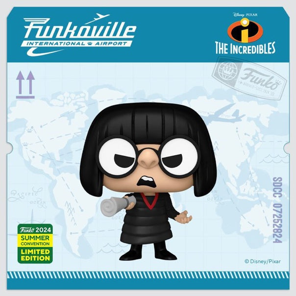 Funko Pop! Disney Incredibles Edna Mode figure, 2024 SDCC shared exclusive, collectible toy from Shak's Pop Shop
