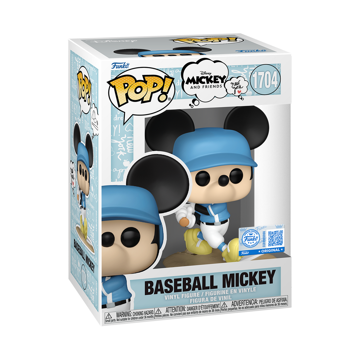 Funko Pop! Disney Mickey and Friends New York Baseball Mickey figure, special edition Funko collectible with baseball uniform.