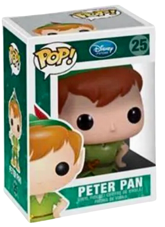 Funko Pop! Disney Peter Pan figure from Shak's Pop Shop featuring classic character design and Disney branding.