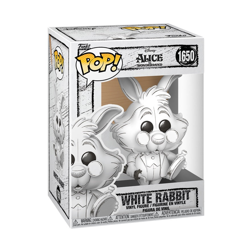Funko Pop! Disney Sketched White Rabbit figure from Shak's Pop Shop, featuring a stylized White Rabbit character with detailed design