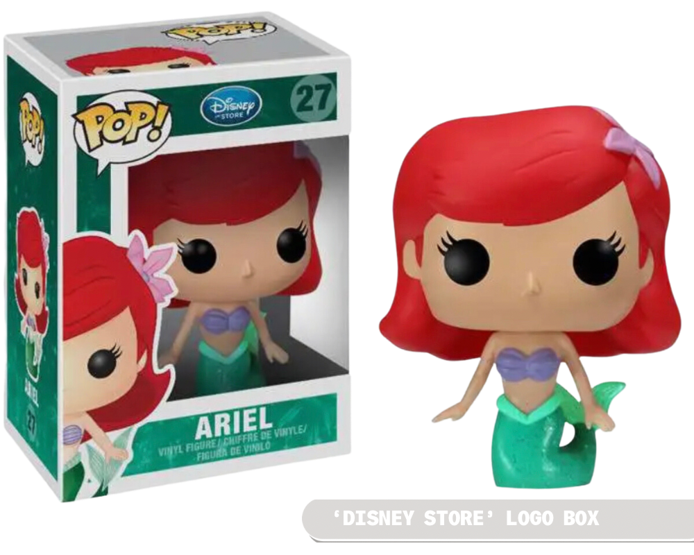 Funko Pop! Disney Ariel figure from The Little Mermaid with Disney Store logo, collectible vinyl toy by Shak's Pop Shop.