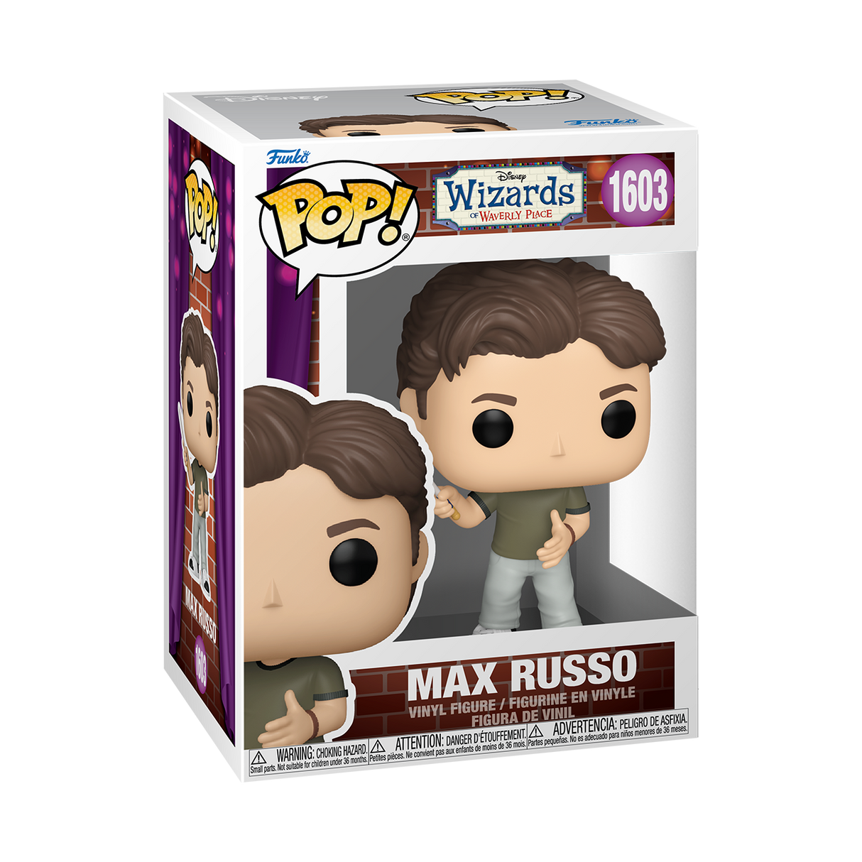 Funko Pop! Disney Max Russo figure from Wizards of Waverly Place, collectible vinyl toy with detailed character design.
