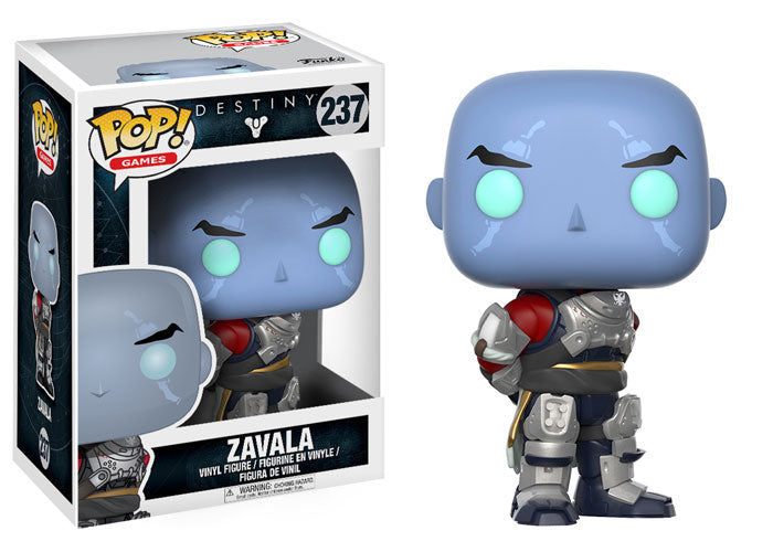 Funko Pop! figure of Zavala from Destiny, collectible vinyl toy in original packaging, featuring detailed character design.