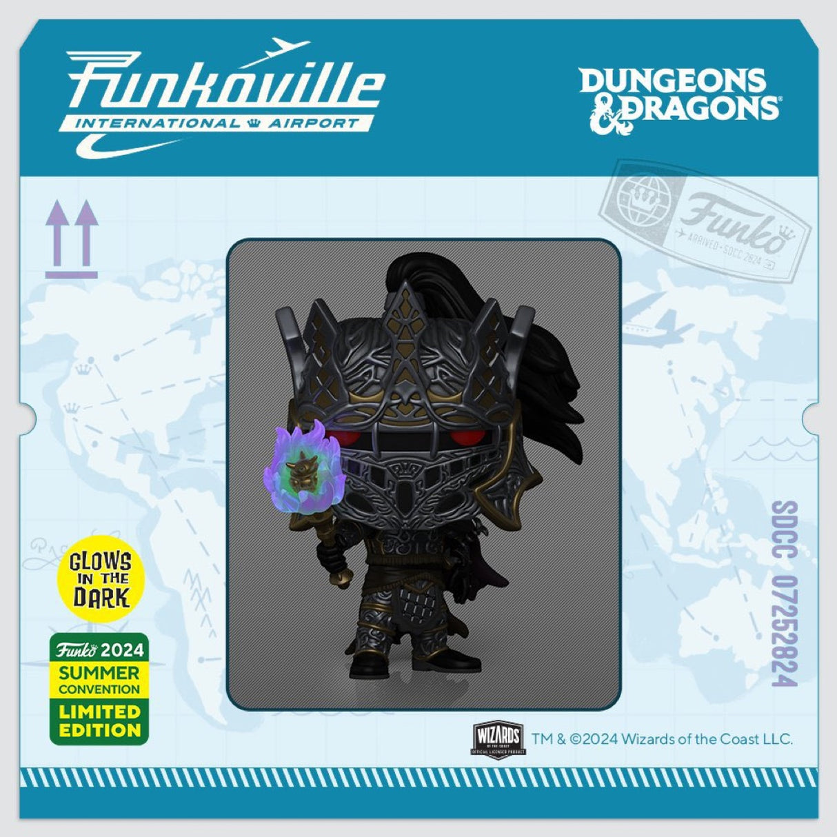Funko Pop! Games Dungeons & Dragons Lord Soth glow figure, SDCC 2024 shared exclusive with box imperfection, collectible toy.