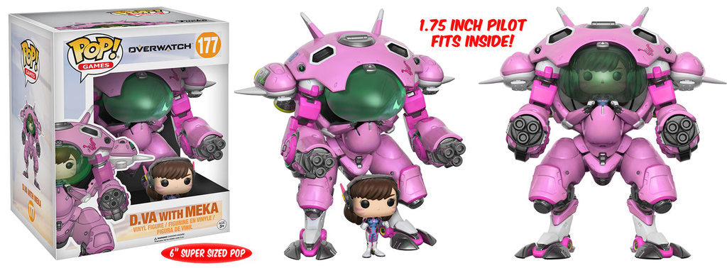 Funko Pop! Games Overwatch D.Va with Meka figure, collectible toy from Shak's Pop Shop, featuring D.Va in her signature mech suit.