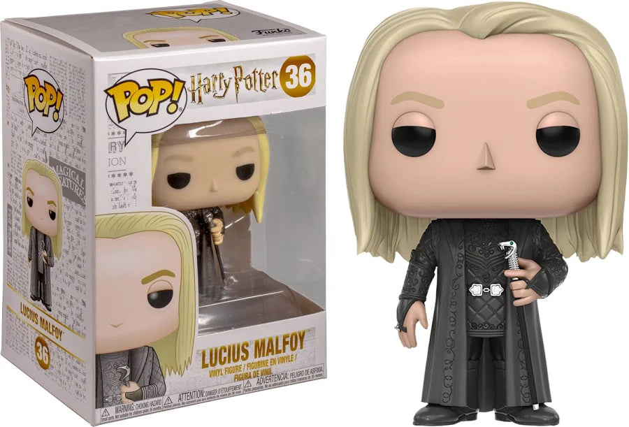 Funko Pop! figure of Lucius Malfoy from Harry Potter with detailed character design and signature pose.
