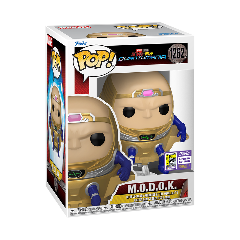 Funko Pop! Marvel Ant-Man and the Wasp Quantumania M.O.D.O.K figure with SDCC 2023 con sticker, collectible toy, detailed design