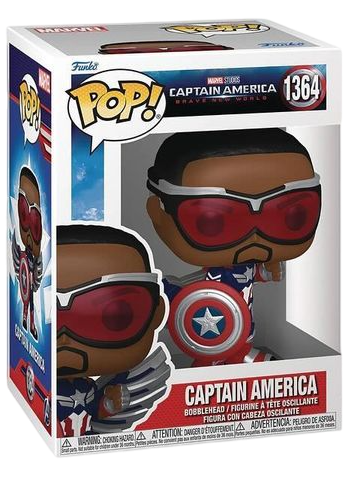 Funko Pop! Marvel Captain America Brave New World figure featuring Captain America in his iconic costume, collectible vinyl toy.