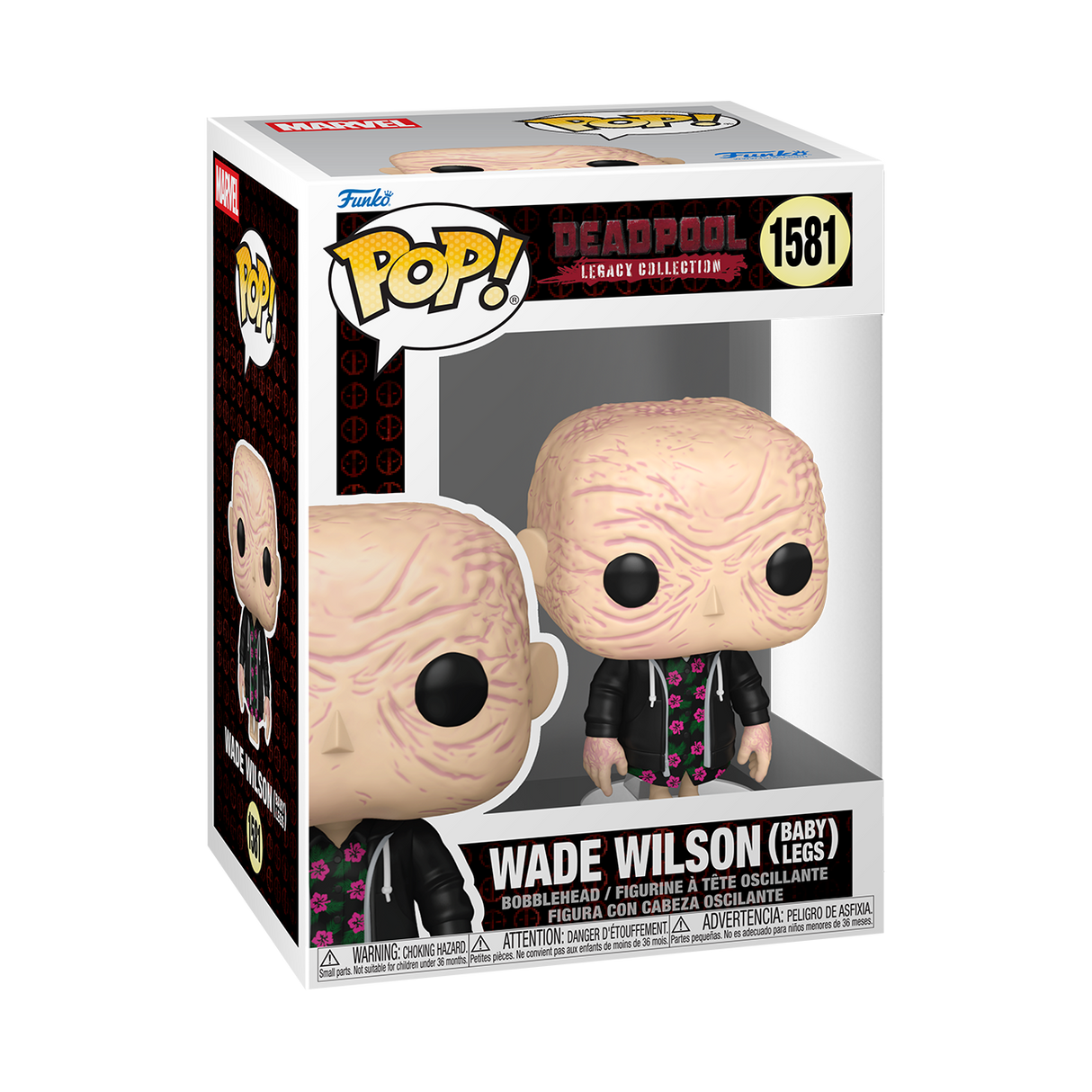 Funko Pop! Marvel Deadpool Wade Wilson figure with baby legs, collectible vinyl toy from Shak's Pop Shop.