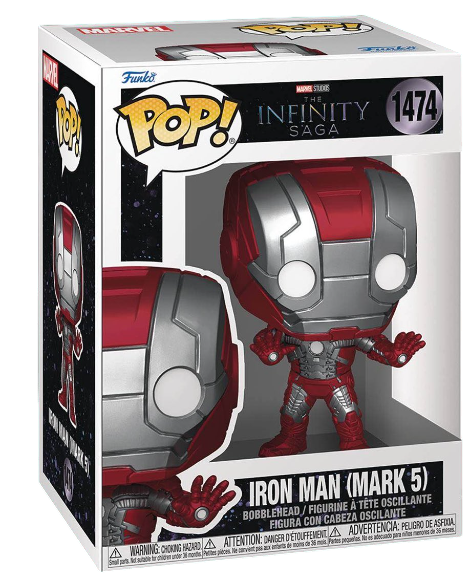 Funko Pop! Marvel Infinity Saga Iron Man Mark 5 figure, collectible toy with detailed armor design, from Shak's Pop Shop.