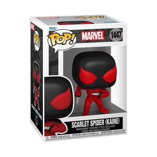 Funko Pop! Marvel Scarlet Spider (Kaine) figure from Spider-Man Comics series, featuring detailed action pose and vibrant costume.