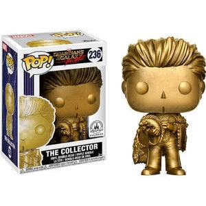Gold Funko Pop! figure of The Collector from Guardians of the Galaxy Mission Breakout, Disney Parks exclusive, by Shak's Pop Shop.