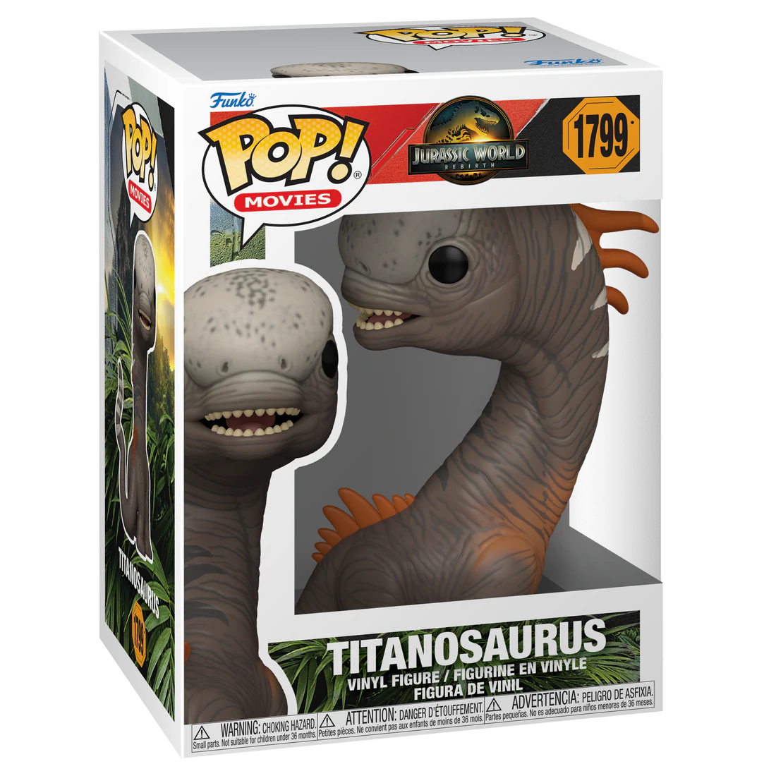 Funko Pop! Movies Jurassic World Rebirth Titanosaurus figure, collectible vinyl toy with detailed design and vibrant colors.