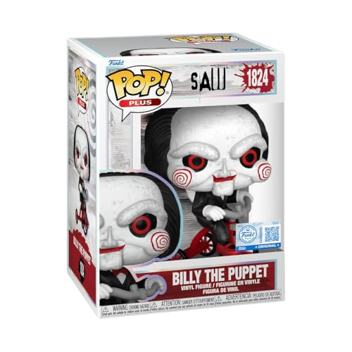 Funko Pop! Plus figure of Billy the Puppet from Saw, with detailed design, from Shak's Pop Shop, Amazon Exclusive collectible toy